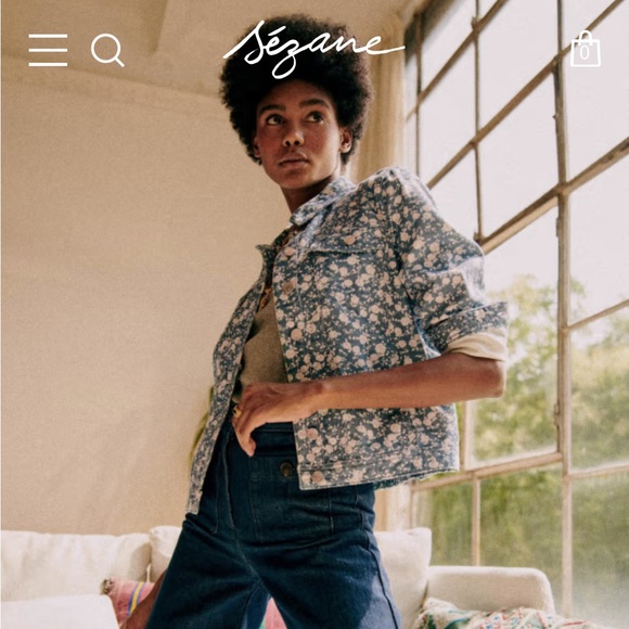 NWT sezane wilfrield jacket size S two tone blue flower print - Picture 12 of 14